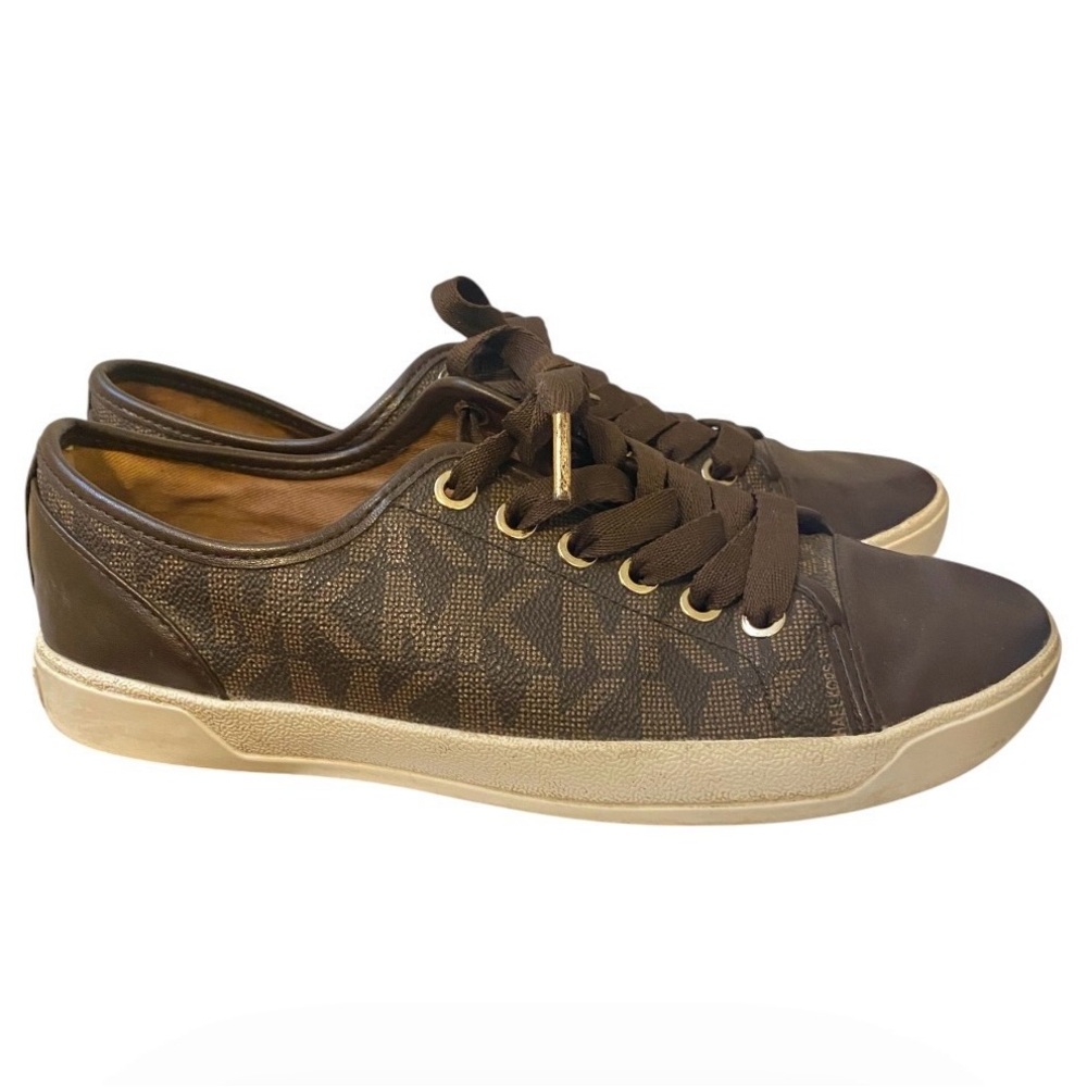 Michael Kors Brown Logo-Print Low-Top Sneakers